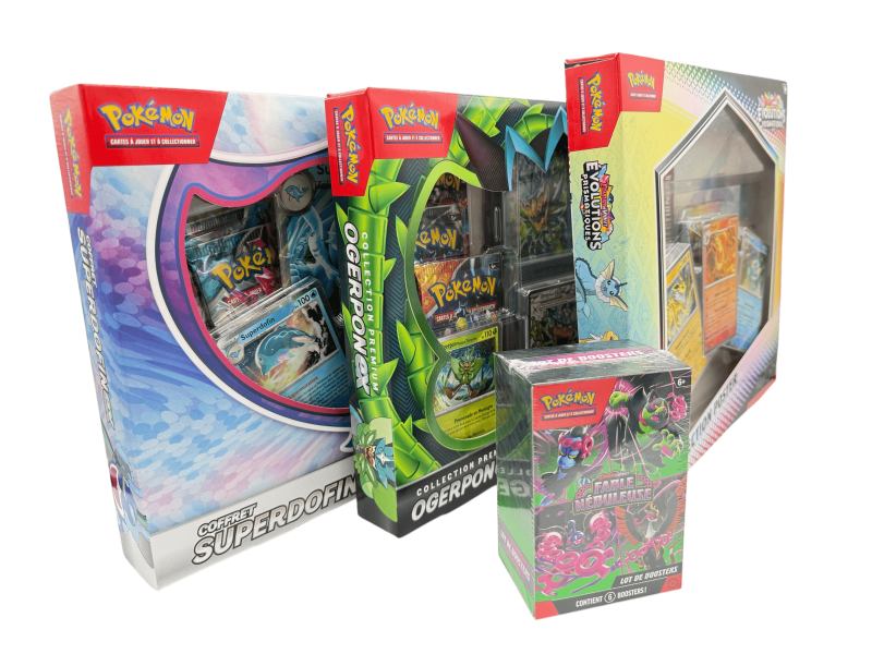 LOT COFFRETS POKEMON - SUPERDOFIN , OGERPON EX, COLLECTION POSTER - BUNDLE 6.5 - Français