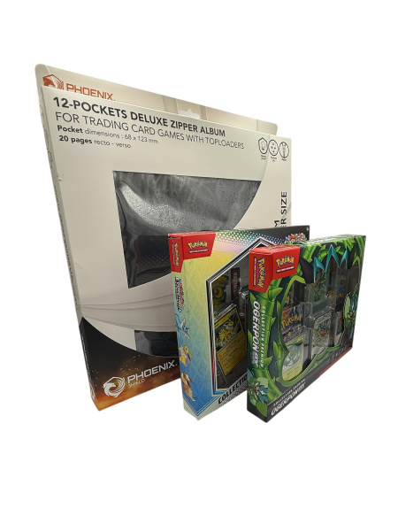 LOT COFFRET COLLECTION POSTER + OGERPON PREMIUM ET ALBUM TOPLOADER
