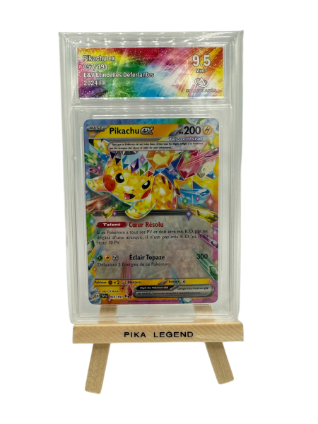 Carte Gradée Pokemon 9.5/10 Collect Aura Pikachu Ex 057/191 EV08 Etincelles Déferlantes - 2024 Français